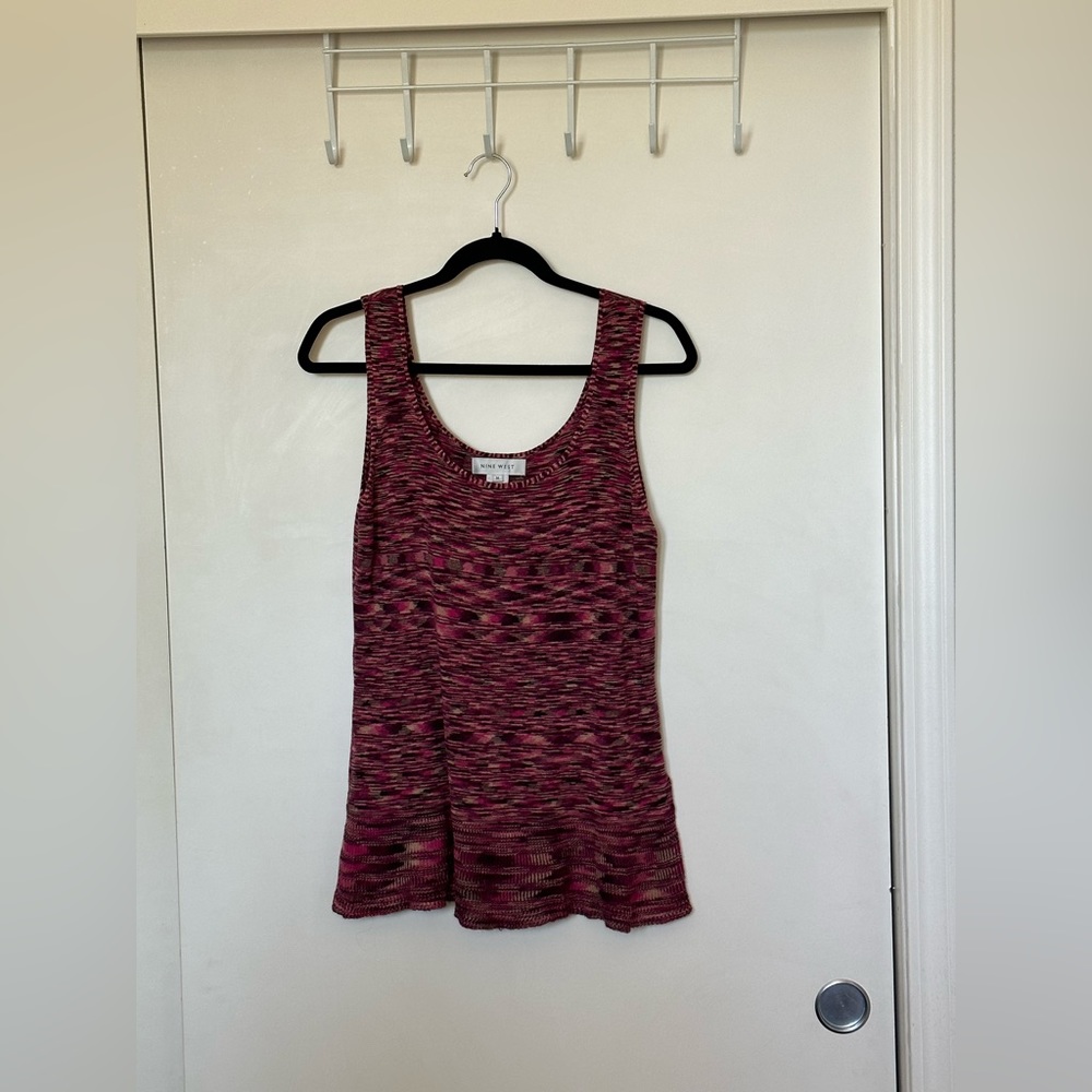 Nine West Fuchsia Multicolored Knit Sleeveless Top